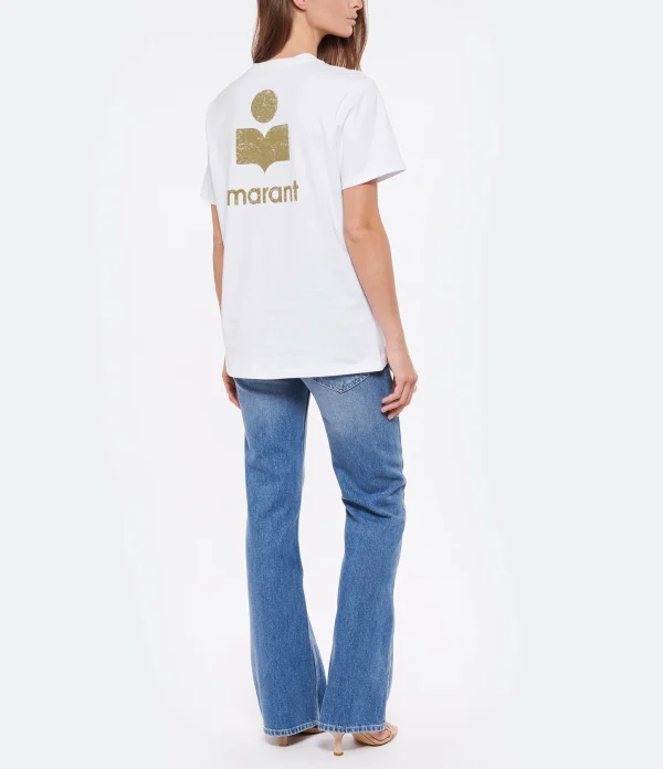 ISABEL MARANT ÉTOILE Tee-shirt Zewel Coton Organique Blanc Kaki 5