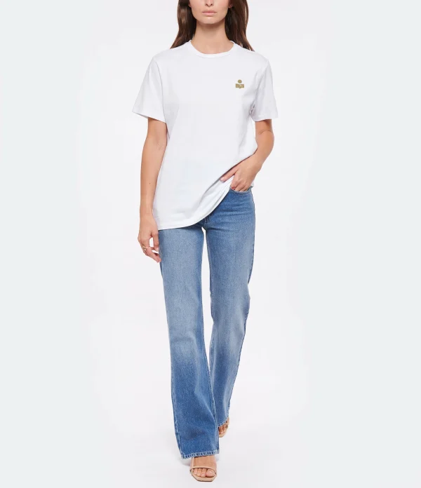 ISABEL MARANT ÉTOILE Tee-shirt Zewel Coton Organique Blanc Kaki 6