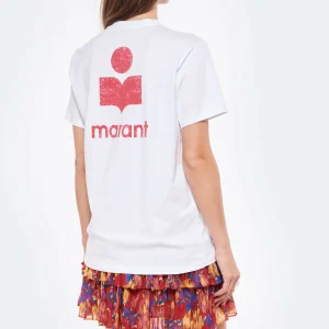 ISABEL MARANT ÉTOILE Tee-shirt Zewel Coton Organique Blanc Framboise 11