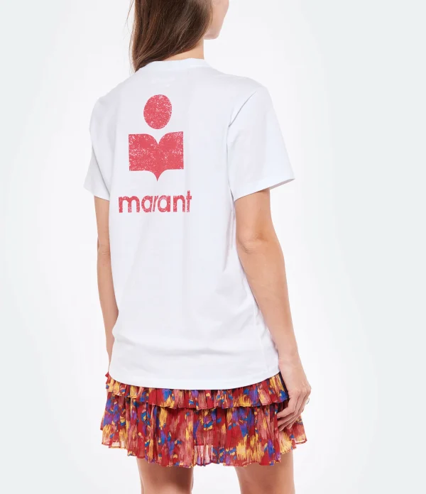 ISABEL MARANT ÉTOILE Tee-shirt Zewel Coton Organique Blanc Framboise 4