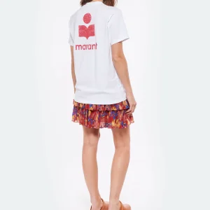 ISABEL MARANT ÉTOILE Tee-shirt Zewel Coton Organique Blanc Framboise 15