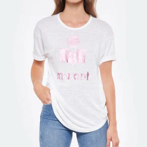 ISABEL MARANT ÉTOILE Tee-shirt Koldi Lin Blanc Rose 12