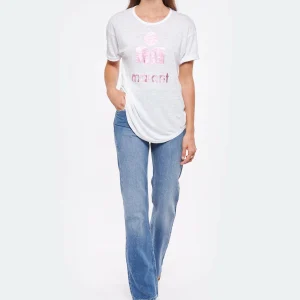 ISABEL MARANT ÉTOILE Tee-shirt Koldi Lin Blanc Rose 14