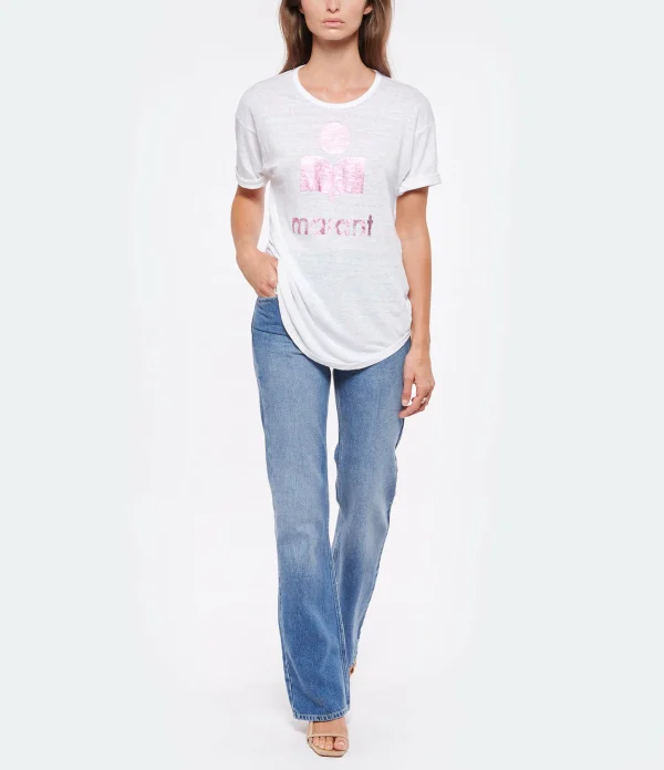 ISABEL MARANT ÉTOILE Tee-shirt Koldi Lin Blanc Rose 5