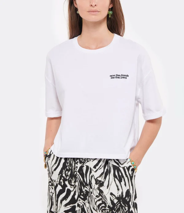 MAISON LABICHE Tee-shirt More Than Friends Coton Biologique Blanc 4