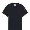 AMI PARIS Tee-shirt Unisexe Ami De Cœur Coton Biologique Noir 22