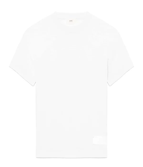 AMI PARIS Tee-shirt Unisexe Ami De Cœur Satin Coton Biologique Blanc 1