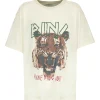 ANINE BING Tee-shirt Tiger Coton Organique Stone 19