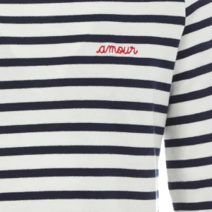 MAISON LABICHE Tee-shirt Amour Coton Biologique Ivoire Bleu Navy 9