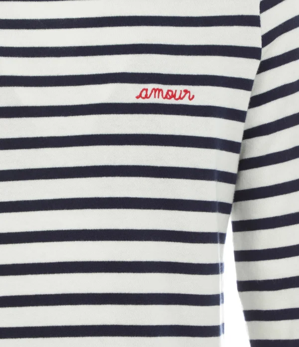 MAISON LABICHE Tee-shirt Amour Coton Biologique Ivoire Bleu Navy 3