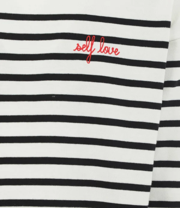 MAISON LABICHE Tee-shirt Self Love Coton Biologique Ivoire Noir 3