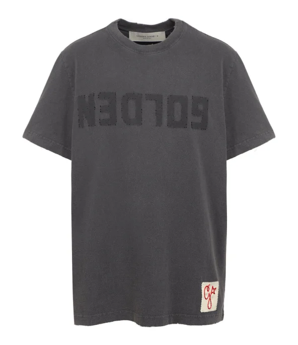 GOLDEN GOOSE Tee-shirt Homme Golden Patch Coton Anthracite 1