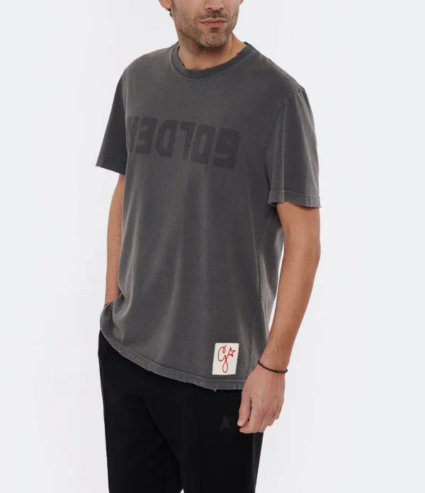 GOLDEN GOOSE Tee-shirt Homme Golden Patch Coton Anthracite 4