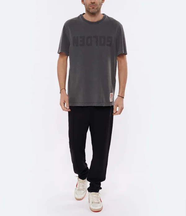 GOLDEN GOOSE Tee-shirt Homme Golden Patch Coton Anthracite 5