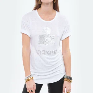 ISABEL MARANT ÉTOILE Tee-shirt Koldi Lin Blanc Argenté 12