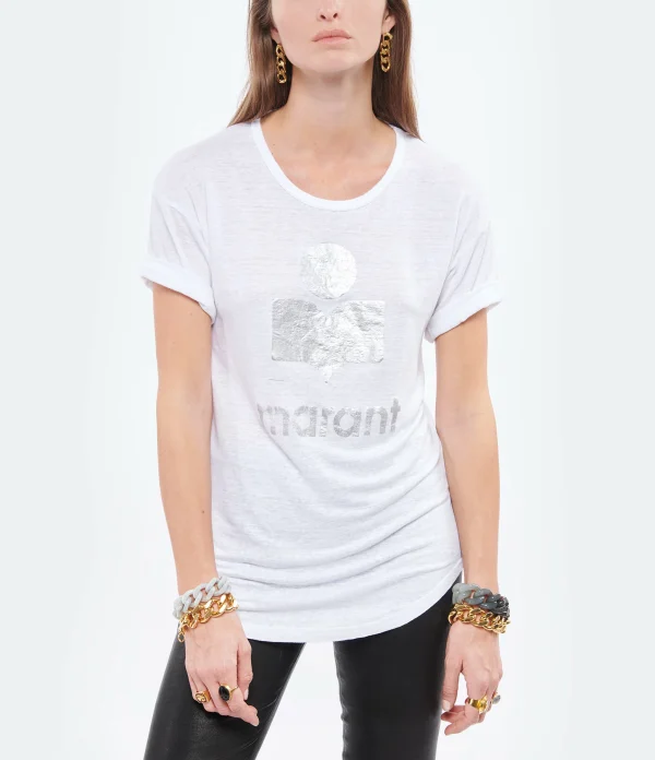 ISABEL MARANT ÉTOILE Tee-shirt Koldi Lin Blanc Argenté 4