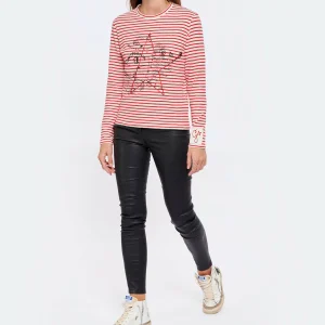 GOLDEN GOOSE Tee-shirt Golden Coton Rayures Rouge Blanc 13