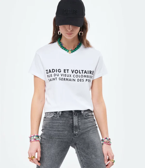 ZADIG & VOLTAIRE Tee-shirt Zoe ZV Address Coton Blanc 4