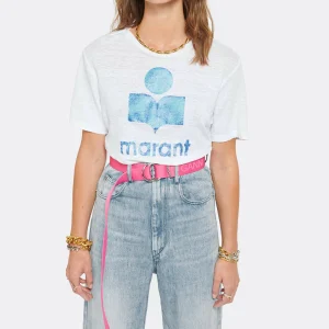 ISABEL MARANT ÉTOILE Tee-shirt Zewel Lin Blanc Bleu 11