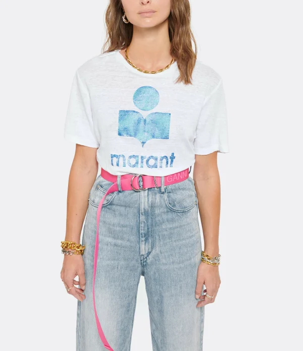 ISABEL MARANT ÉTOILE Tee-shirt Zewel Lin Blanc Bleu 4