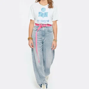 ISABEL MARANT ÉTOILE Tee-shirt Zewel Lin Blanc Bleu 13