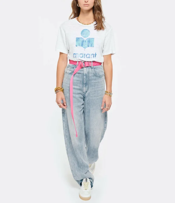 ISABEL MARANT ÉTOILE Tee-shirt Zewel Lin Blanc Bleu 5