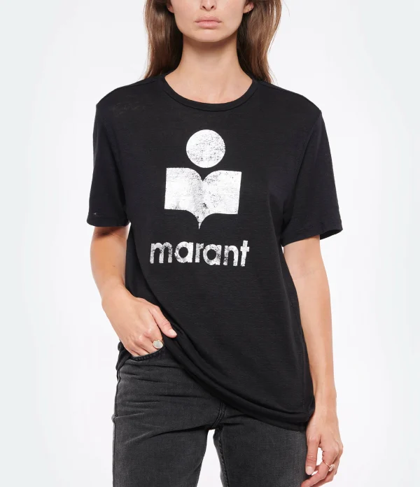 ISABEL MARANT ÉTOILE Tee-shirt Zewel Lin Noir Argenté 4