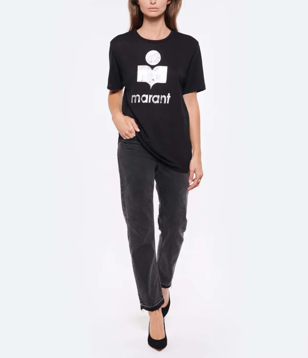 ISABEL MARANT ÉTOILE Tee-shirt Zewel Lin Noir Argenté 6