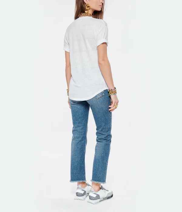 ISABEL MARANT ÉTOILE Tee-shirt Koldi Lin Blanc Rose 6