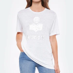 ISABEL MARANT ÉTOILE Tee-shirt Zewel Lin Blanc Argenté 12