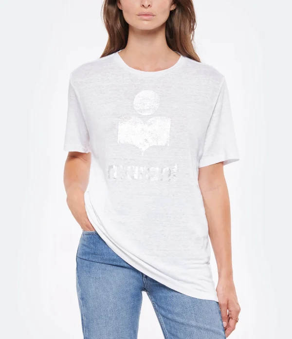 ISABEL MARANT ÉTOILE Tee-shirt Zewel Lin Blanc Argenté 4