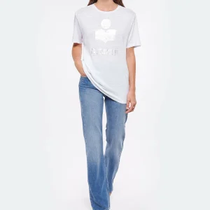 ISABEL MARANT ÉTOILE Tee-shirt Zewel Lin Blanc Argenté 14