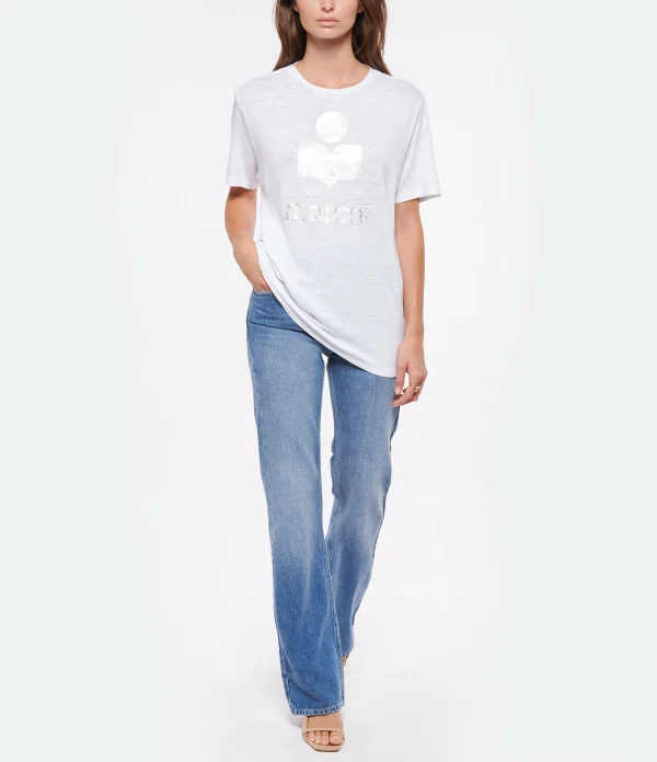 ISABEL MARANT ÉTOILE Tee-shirt Zewel Lin Blanc Argenté 5