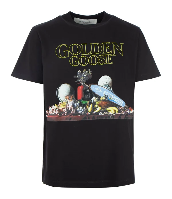 GOLDEN GOOSE Tee-shirt Golden Coton Noir 1