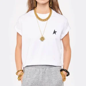 GOLDEN GOOSE Tee-shirt Étoile Coton Blanc Noir 11