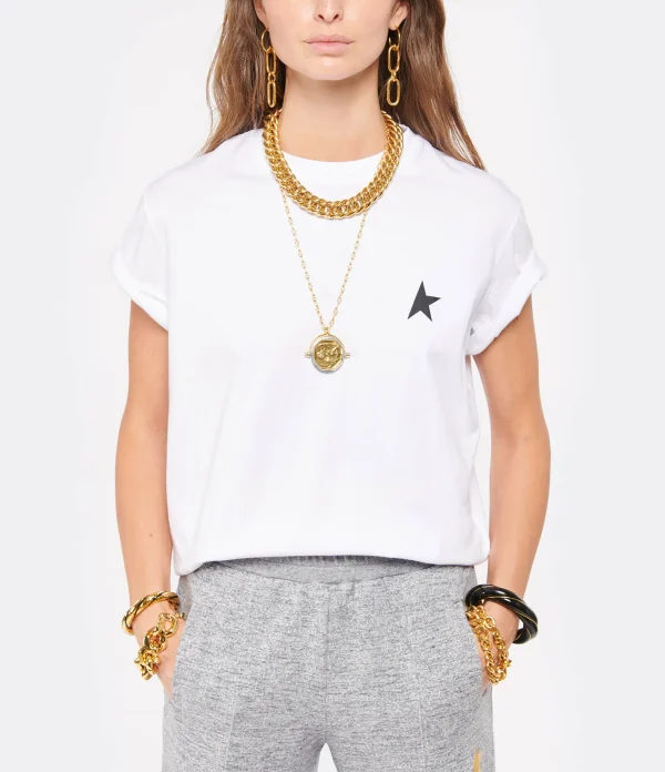 GOLDEN GOOSE Tee-shirt Étoile Coton Blanc Noir 4