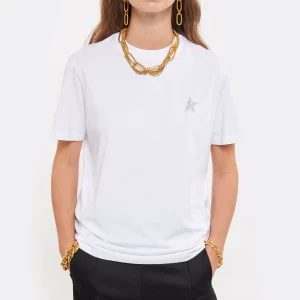 GOLDEN GOOSE Tee-shirt Étoile Coton Blanc Argenté 11