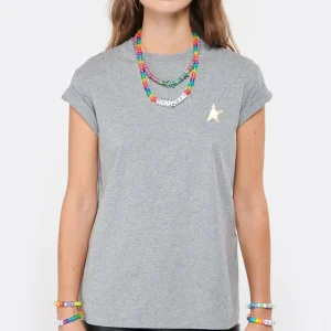 GOLDEN GOOSE Tee-shirt Étoile Coton Gris Doré 11