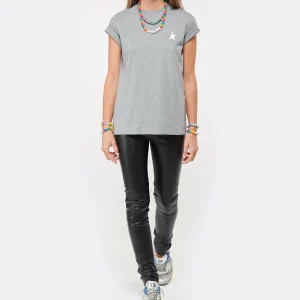 GOLDEN GOOSE Tee-shirt Étoile Coton Gris Doré 13