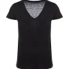 MAJESTIC FILATURES Tee-shirt Lisa Col V Lin Noir 19