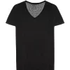 MAJESTIC FILATURES Tee-shirt Loose Col V Lin Noir 20