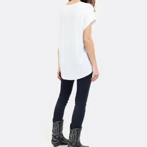 MAJESTIC FILATURES Tee-shirt Col V Lin Blanc 18