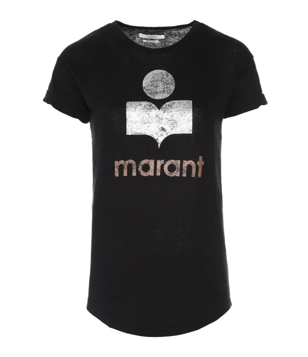 ISABEL MARANT ÉTOILE Tee-shirt Koldi Lin Noir Argenté Rose 1