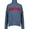 ZADIG & VOLTAIRE Pull Alma Amour Laine Bleu Denim 34