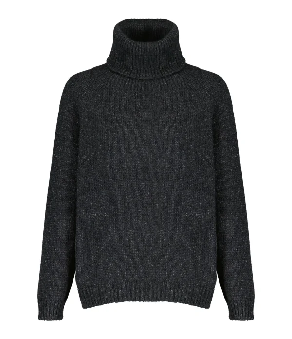 MAEVY MOUVEMENT LIBRE Pull Style Col Roulé Laine Noir 1