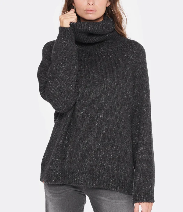 MAEVY MOUVEMENT LIBRE Pull Style Col Roulé Laine Noir 4