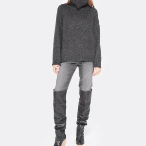 MAEVY MOUVEMENT LIBRE Pull Style Col Roulé Laine Noir 13