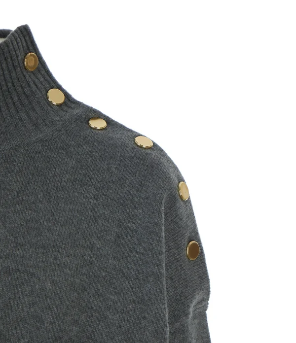 KUJTEN Pull Pinko Col Roulé Cachemire Gris Flanelle 3